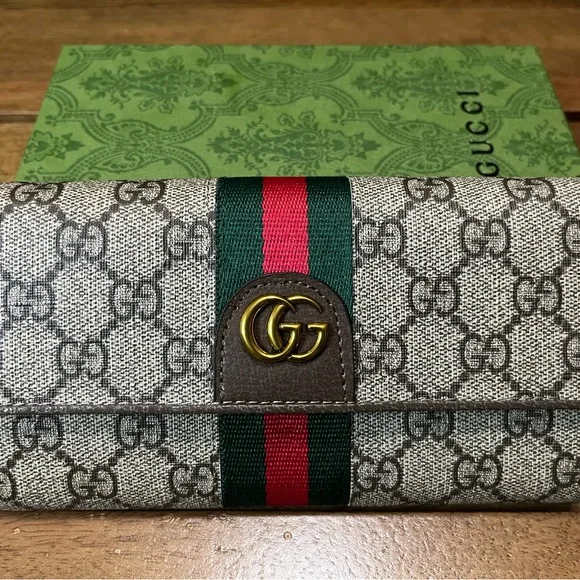 Gucci Monogram Wallet with Green and Red Stripe - Picture 3 of 7